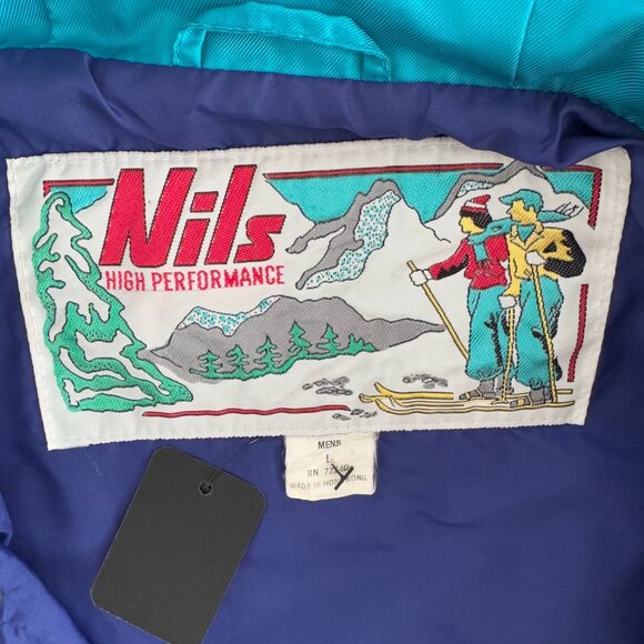 NILS Vintage Ski Jacket 1/2 Zip/Snap Pullover Hooded Windbreaker Size Large - Picture 3 of 12